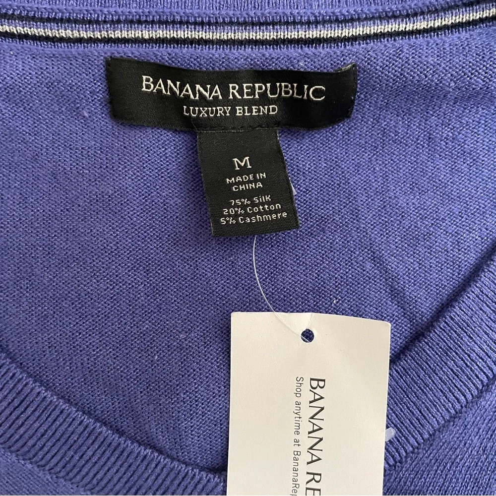 Banana Republic Purple Sweater Men's Medium Lightweight Luxury Blend V-neck NWT